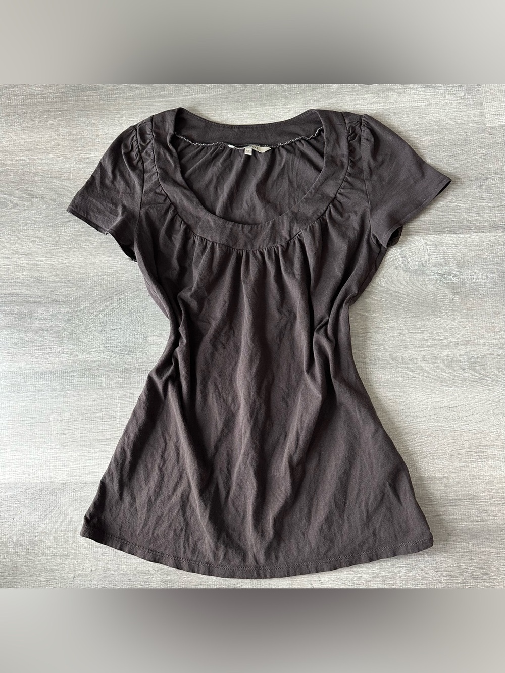 RW&CO Chocolate Brown Classic Scoop Neck Short Sleeve Top